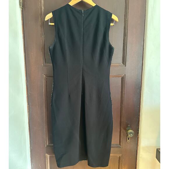 ELIE TAHARI | Black Tweed Wrap Detail Sheath Cocktail Dress | US Size 8 - Picture 2 of 7